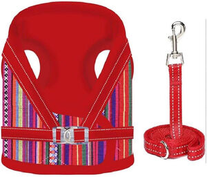yikeyo Dog Harness for Small Dogs. Red striped, medium